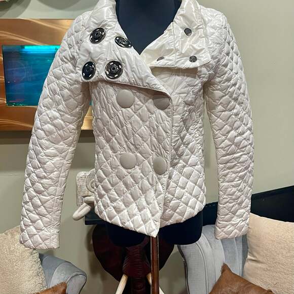 MONCLER VTG Women White Light Quilted Short Down Jacket Size 1 XS-S - Picture 2 of 5